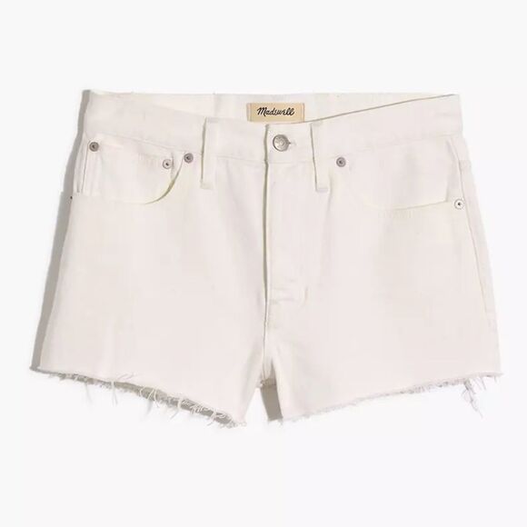 Madewell 25 Relaxed Mid Rise Raw Hem White Denim Shorts - Picture 5 of 14
